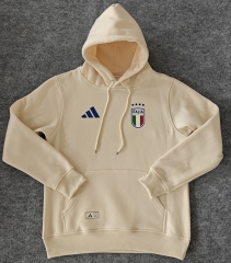 Player Version 2024-2025 Italy Light Yellow Thailand Soccer Tracksuit With Hat-CS