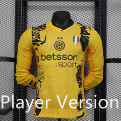 Player Version 2024-2025 Inter Milan 2nd Away Yellow LS Thailand Soccer Jersey AAA-888