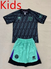 2024-2025 Sheffield United Away Black Kids/Youth Soccer Uniform-AY