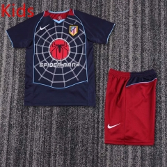 Retro Version 04-05 Atletico Madrid Away Royal Blue Youth/Kids Soccer Uniform-6748