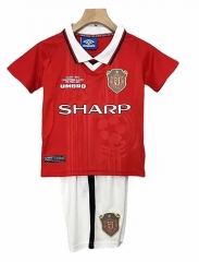 Retro Version 1998-1999 Manchester United Home Red Kids/Youth Soccer Uniform