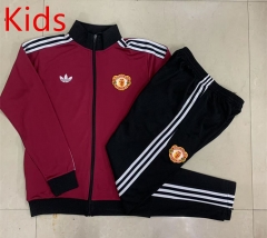 2024-2025 Manchester United Maroon Kids/Youth Soccer Jacket Uniform-815