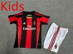 Retro Version 10-11 AC Milan Home Red&Black Kids/Youth Soccer Uniform-7809