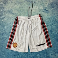 Retro Version 98 Manchester United Home White Thailand Soccer Shorts-6590