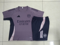 2024-2025 Arsenal Gray&Purple Short-Sleeve Thailand Soccer Tracksuit-815