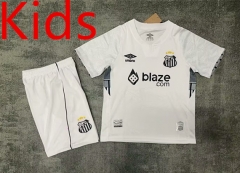 With Chest Sponsor Version 2025-2026 Santos FC Home White Kids/Youth Soccer Uniform-9070