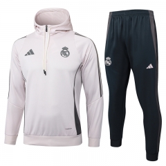 2024-2025 Real Madrid Light Pink Thailand Soccer Tracksuit With Hat-815