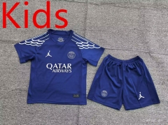 2025-2026 Paris SG 3rd Away Blue Kid/Youth Soccer Uniform-2353