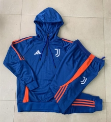 2024-2025 Juventus CyanThailand Soccer Tracksuit Top With Hat-LH
