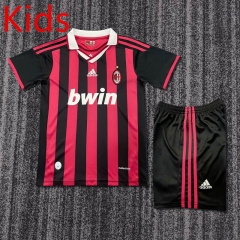 Retro Version 09-10 AC Milan Home Red&Black Kids/Youth Soccer Uniform-6748