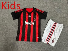 Retro Version 08-09 AC Milan Home Red&Black Kids/Youth Soccer Uniform-7809