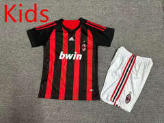 Retro Version 08-09 AC Milan Home Red&Black Kids/Youth Soccer Uniform-7809