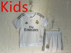 Retro Version 15-16 Real Madrid Home White Kids/Youth Soccer Uniform-2483