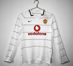 Retro Version 03-04 Manchester United 2nd Away White LS Thailand Soccer Jersey AAA-C1046