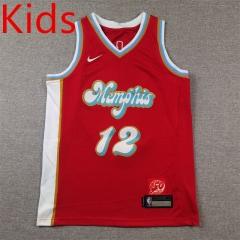 2025 City Edition Memphis Grizzlies Red #12 Kids NBA Jersey-1380