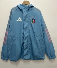 2025-2026 Italy Light Blue Thailand Trench Coats With Hat-0255