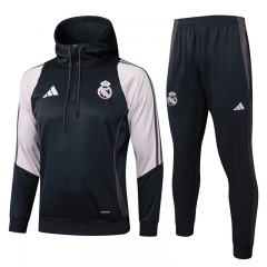 2024-2025 Real Madrid Dark Gray Thailand Soccer Tracksuit With Hat-815