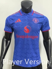 (Red Logo) Player Version 2025-2026 Manchester United Blue Thailand Soccer Jersey AAA-SJ