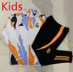 2024-2025 Real Madrid Blue&White&Yellow Kids/Youth Soccer Jacket Uniform-815
