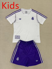 Retro Version 25-26 Real Madrid White Kids/Youth Soccer Uniform-AY