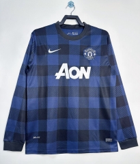 Retro Version 13-14  Manchester United Away Black LS Thailand Soccer Jersey AAA-811