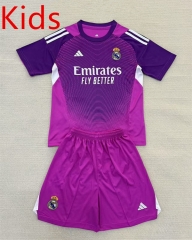 2025-2026 Real Madrid Goalkeeper Purple  Kids/Youth Soccer Uniform-AY