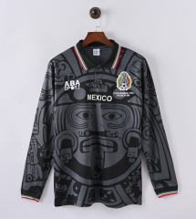 Retro Version 1998 Mexico 2nd Away Black LS Thailand Soccer Jersey AAA-7189