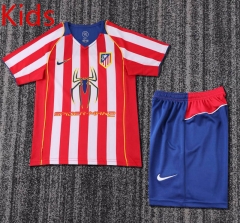 Retro Version 04-05 Atletico Madrid Home Red&White Youth/Kids Soccer Uniform-6748