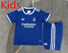 2025-2026 Real Madrid  2nd Away Blue Kids/Youth Soccer Uniform-9484