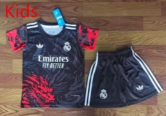 2025-2026  Special Version  Real Madrid Black&Red  Kids/Youth Soccer Uniform-709