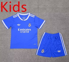 2025-2026 Real Madrid 2nd Away Blue Kids/Youth Soccer Uniform-2353