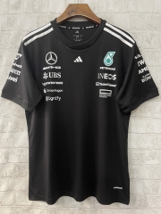 2025 Mercedes Round Collar Black Formula One Racing Suit