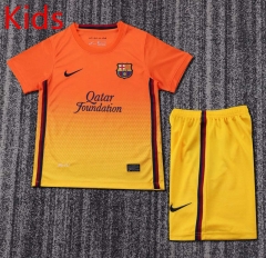 Retro Version 12-13  Barcelona Away Orange  Kid/Youth Soccer Uniform-6748