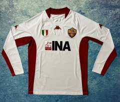 Retro Version 01-02 Roma Away  White  LS Thailand Soccer Jersey AAA-6590