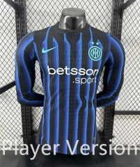 Player Version 2025-2026 Inter Milan Home Blue&Black LS Thailand Soccer Jersey AAA-4285