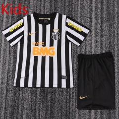 Retro Version 12-13 Santos FC  Away Black&White  Kids/Youth Soccer Uniform-6748