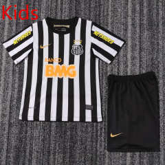 Retro Version 12-13 Santos FC  Away Black&White  Kids/Youth Soccer Uniform-6748