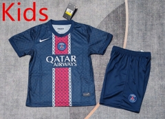 2025-2026 Paris Home  Royal Blue Kid/Youth Soccer Uniform-9484