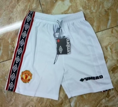 Retro Version 98 Manchester United Home White Thailand Soccer Shorts-7209