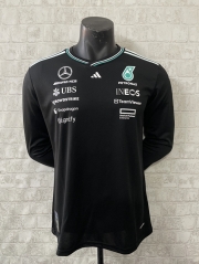 2025 Mercedes Black Round Collar Formula One Long Sleeve Racing Suit