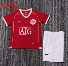 Retro Version 06-07  Manchester United Home Red Kids/Youth Soccer Uniform-6748