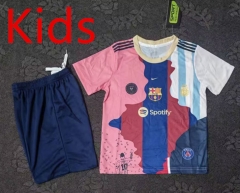 2025-2026 Messi Commemorative Edition Barcelona Colorful Kid/Youth Soccer Uniform-4714