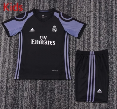 Retro Version 16-17  Real Madrid 2nd Away Black Kids/Youth Soccer Uniform-6748