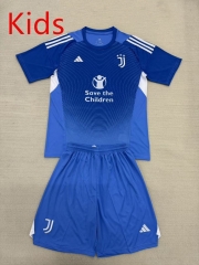 2025-2026 Juventus Goalkeeper Blue Kids/Youth Soccer Uniform-AY