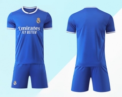 Without Brand Logo 2025-2026 Real Madrid 2nd Away Blue Soccer Uniform-9031