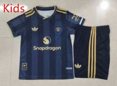 2025-2026 Manchester United 2nd Away Royal Blue Kids/Youth Soccer Uniform-4714