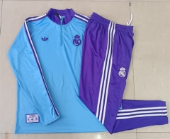 2025-2026 Retro Version Real Madrid Light Blue Thailand Soccer Tracksuit-815