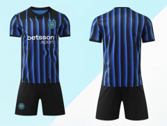 Without Brand Logo 2025-2026 Inter Milan Home  Blue&Black  Soccer Uniform-9031