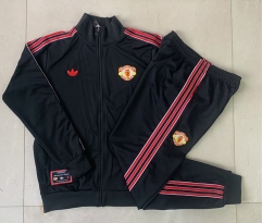 2025-2026 Retro Version Manchester United Black Thailand Soccer Jacket Uniform-815