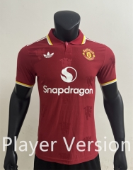 Player Version 2025-2026  Manchester United  Turndown Collar Red Thailand Jersey AAA-4506